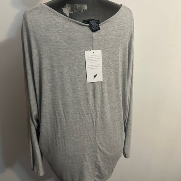 Joan Vass Misty Gray Heather Knit V-neck dolman sleeves top, size 1X - Picture 3 of 4
